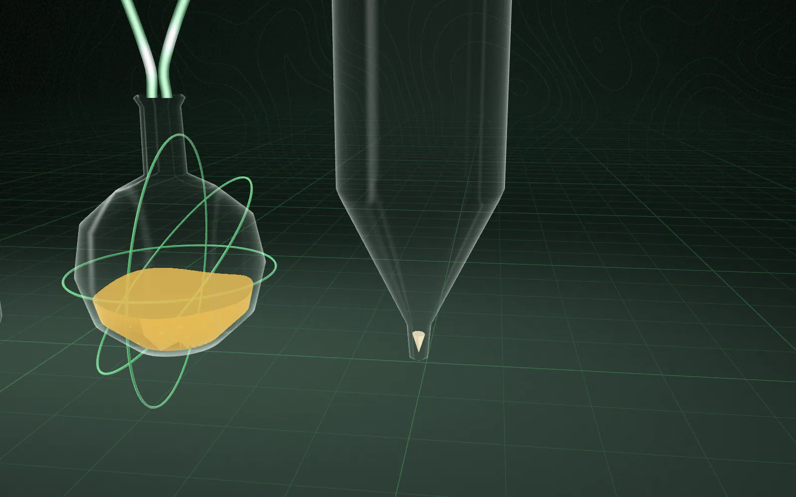 Measurement rings lock around the liquid as it is brought to a defined specification.