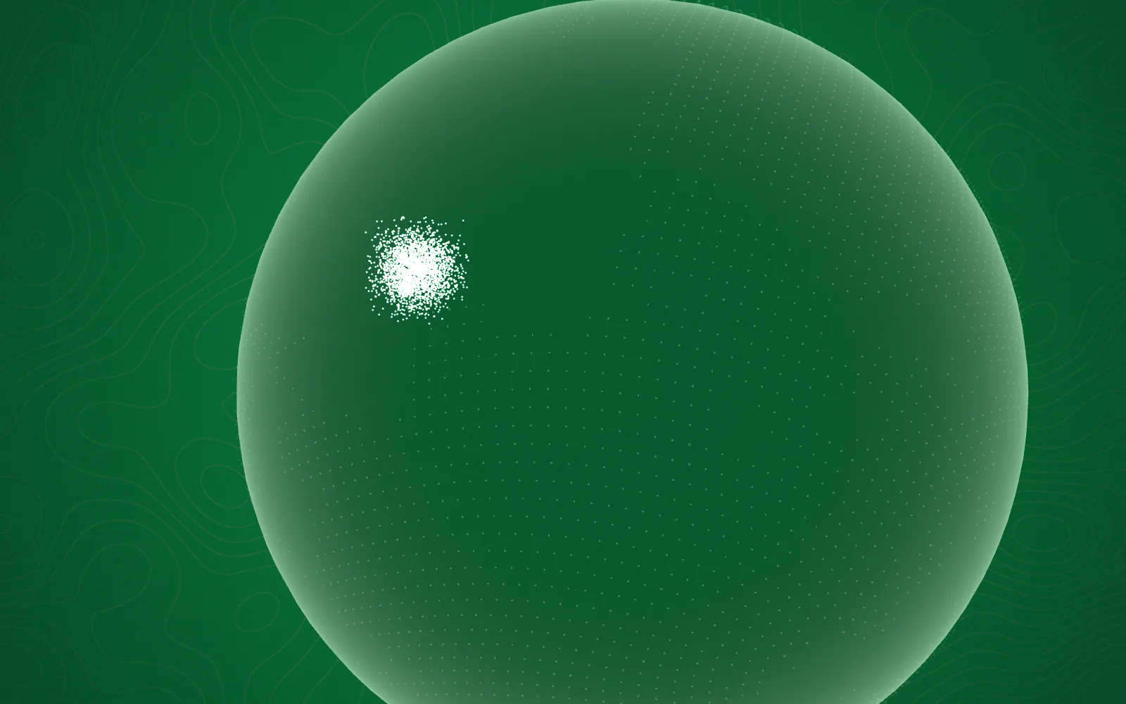 Particles stream along fading routes around the globe; the promise continues: Processed scientifically.