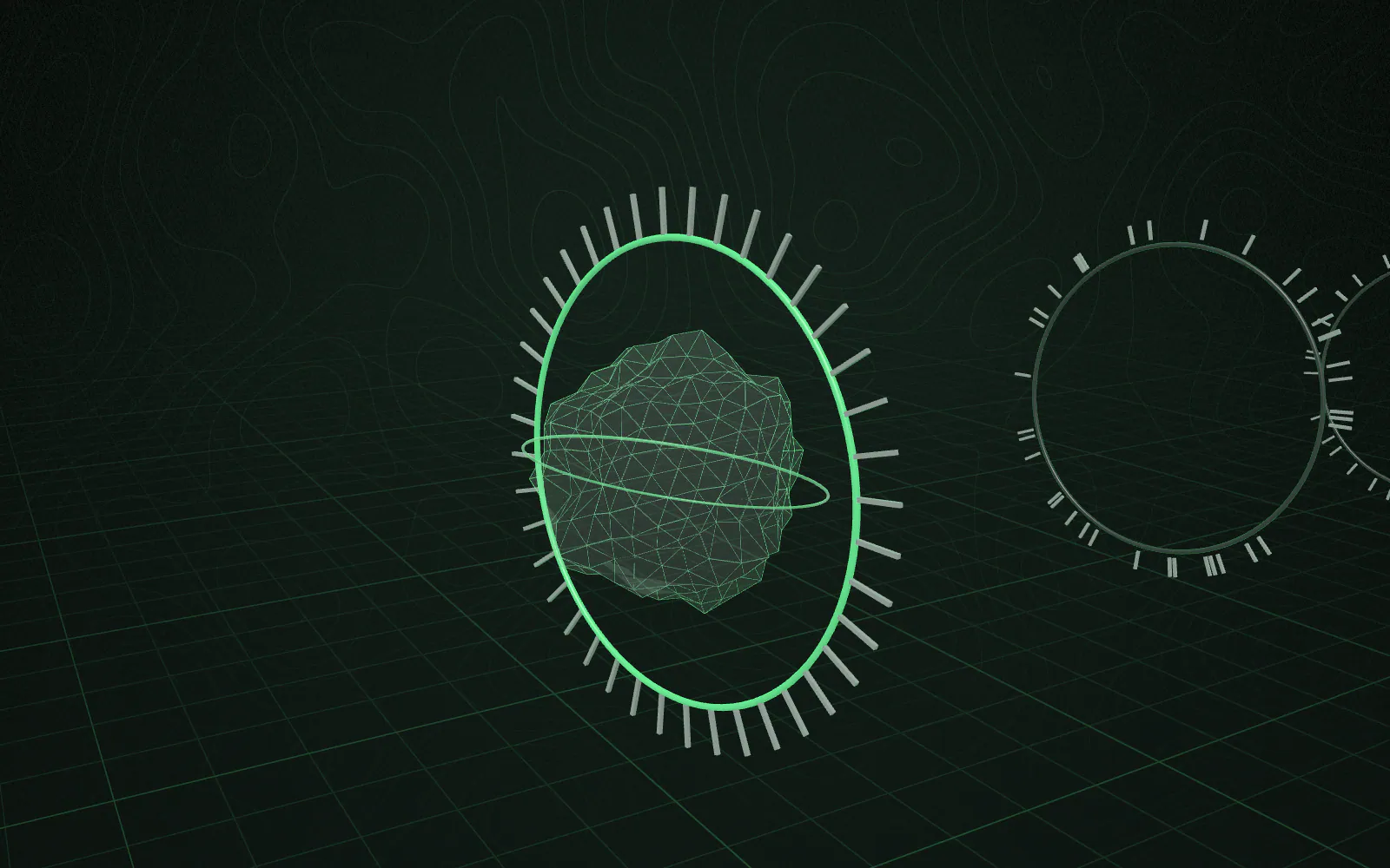 Step 3 of 10, Botanical Authentication: the sample passes through ring 3, which locks and turns luminous; the sample grows smoother and more defined.