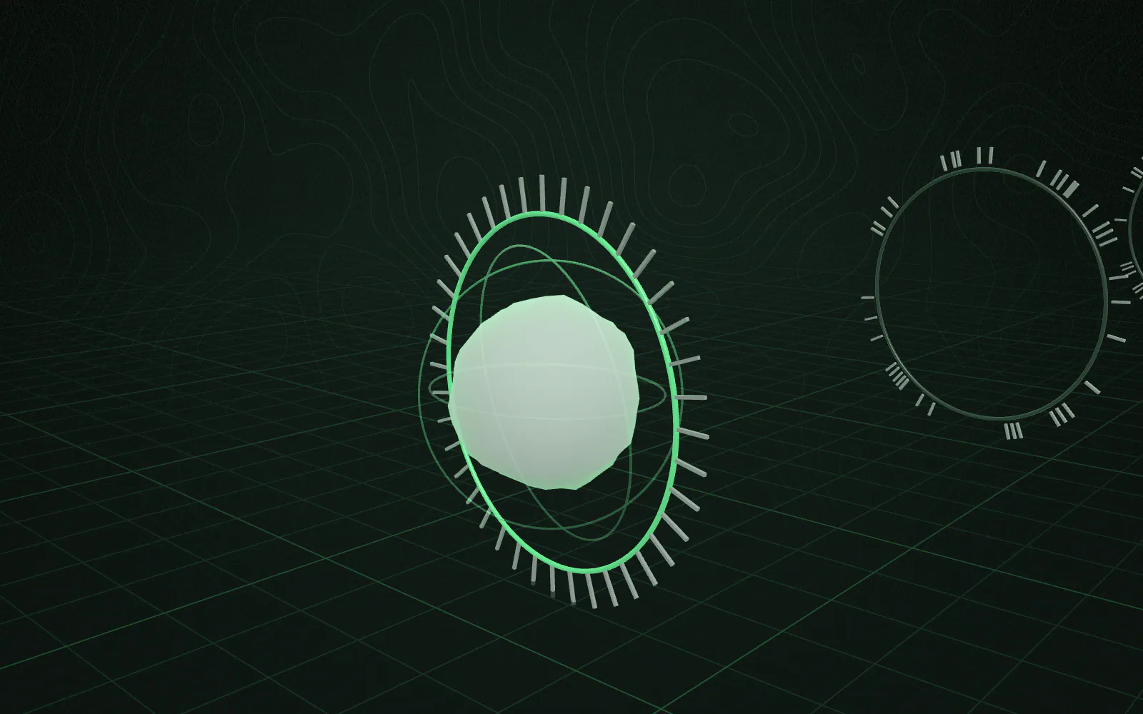 Step 7 of 10, Standardization: the sample passes through ring 7, which locks and turns luminous; the sample grows smoother and more defined.