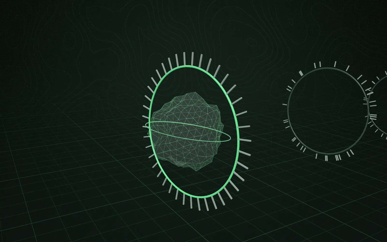 Step 3 of 10, Botanical Authentication: the sample passes through ring 3, which locks and turns luminous; the sample grows smoother and more defined.