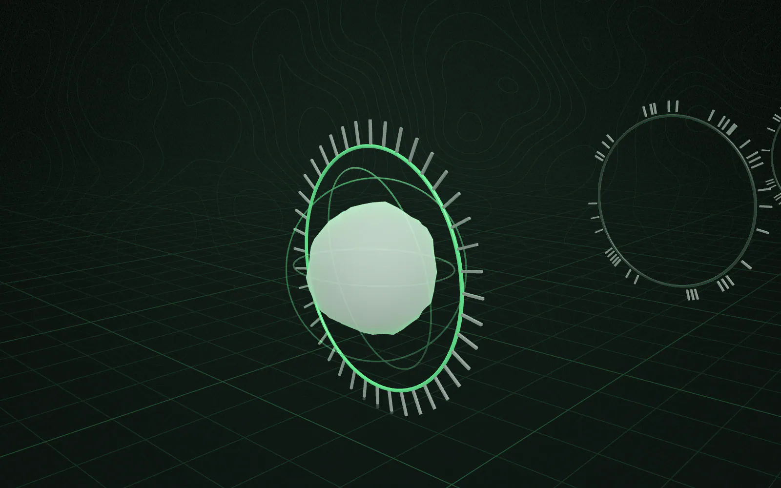 Step 7 of 10, Standardization: the sample passes through ring 7, which locks and turns luminous; the sample grows smoother and more defined.